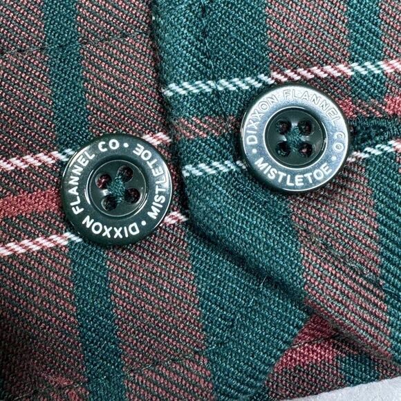 Dixxon Shirt Mens Medium Green Plaid Mistletoe Flannel Button Down Long Sleeve - Picture 7 of 11